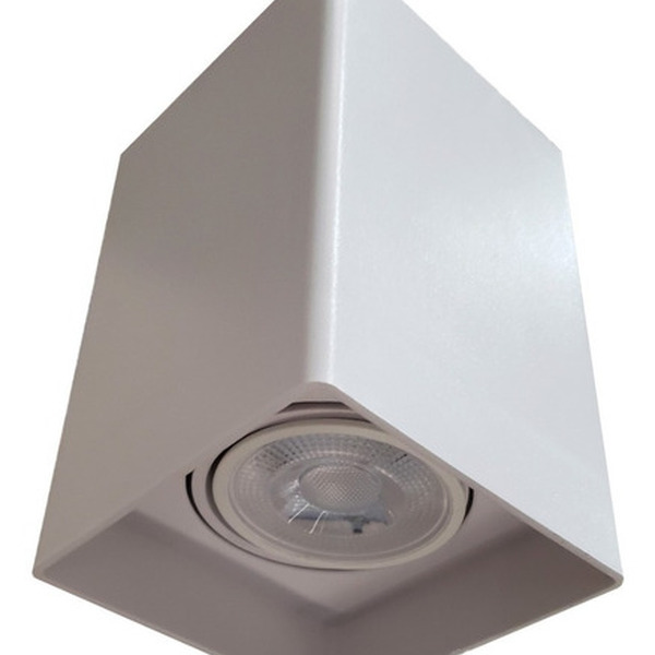 Plafon Spot De Sobrepor Para Ar70 Gu10 Quadrado Recuado Branc