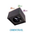 Plafon Spot Quadrado Premium Preto Sobrepor Gu10 P/ Ar111 St1