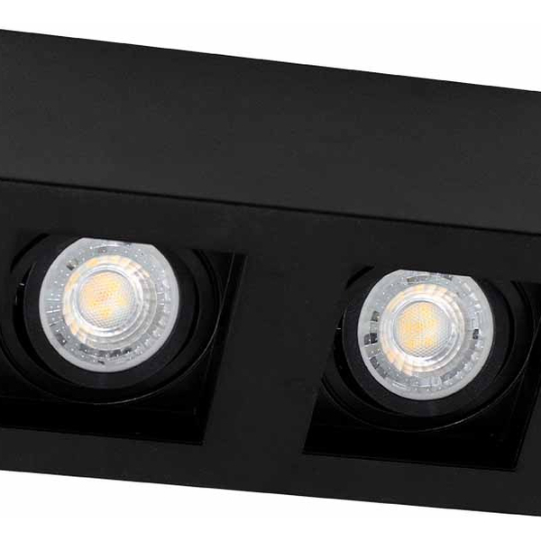 Plafon Spot Sobrepor Box Duplo Preto P/ 2x Mr16 Starlumen St2