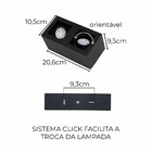 Plafon Spot Sobrepor Box Duplo Preto P/ 2x Mr16 Starlumen St2