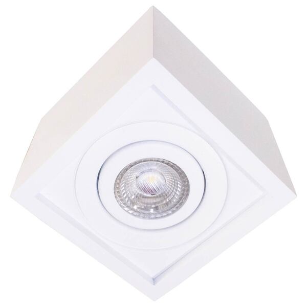Plafon Spot Sobrepor Branco  + Led Par20 7w Branco Quente St1