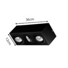 Plafon Spot Sobrepor Direcionável 3 Lâmpadas Dicróica Preto
