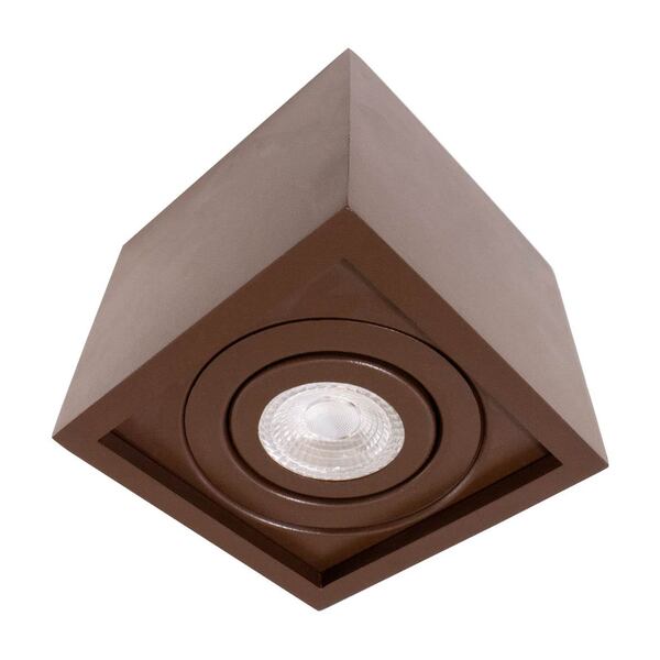 Plafon Spot Sobrepor Marrom + Led Par20 7w Branco Quente St15