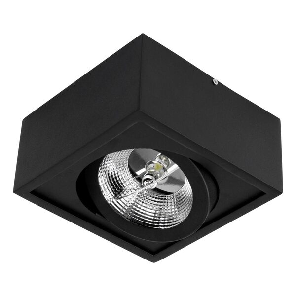 Plafon Spot Sobrepor Quad Preto Box Orluce + Led Ar111 Br. Qu