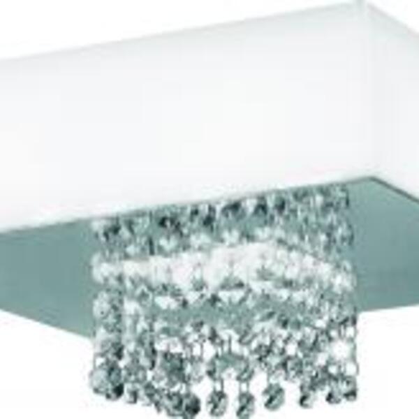 Plafon Vision Cromado Espelhado Quadr. Com Cristais 22x22cm L