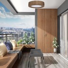 Plafon Wood Madeira Redondo Led 12w Bivolt Imbuia - Branco Qu