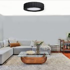 Plafon Wood Madeira Redondo Led 24w Bivolt Preto- Branco Frio