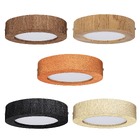 Plafon Wood Madeira Redondo Led 24w Bivolt Preto- Branco Frio