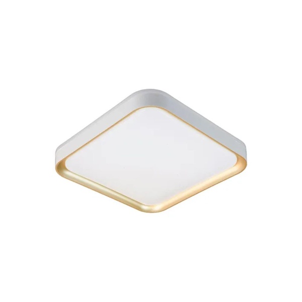 Plafon Yael 25w Quadrado 40cm Branco E Dourado