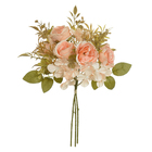Planta Artificial Buquê Rosa Pessego Outono 32cm Florarte