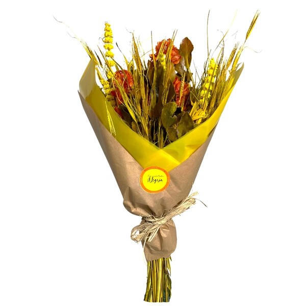 Planta Seca Buquê Variado Coleção Profetic Alegria 50cm Artesanal Teares