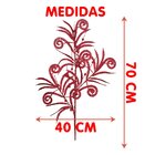 Plantas Folhas Enfeite Natal Gliter Vermelho 70cm Kit 4pçs
