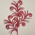 Plantas Folhas Enfeite Natal Gliter Vermelho 70cm Kit 4pçs