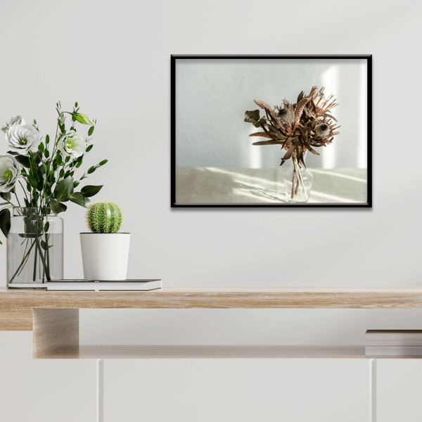 Plaquinha Decorativa Adesivada Flores Secas