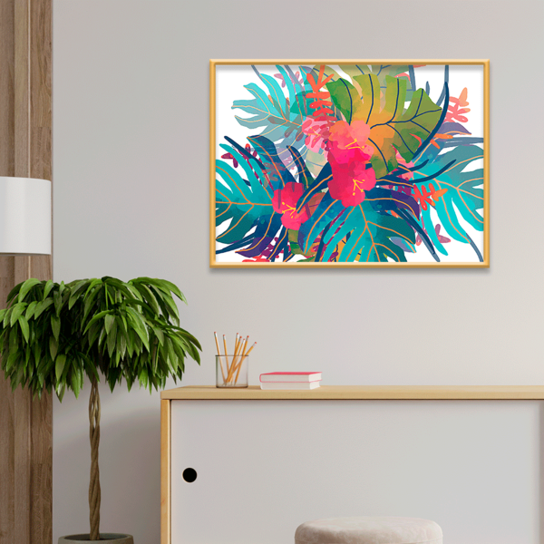 Plaquinha Decorativa Adesivada Folhas Coloridas