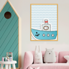 Plaquinha Decorativa Adesivada Infantil Barco