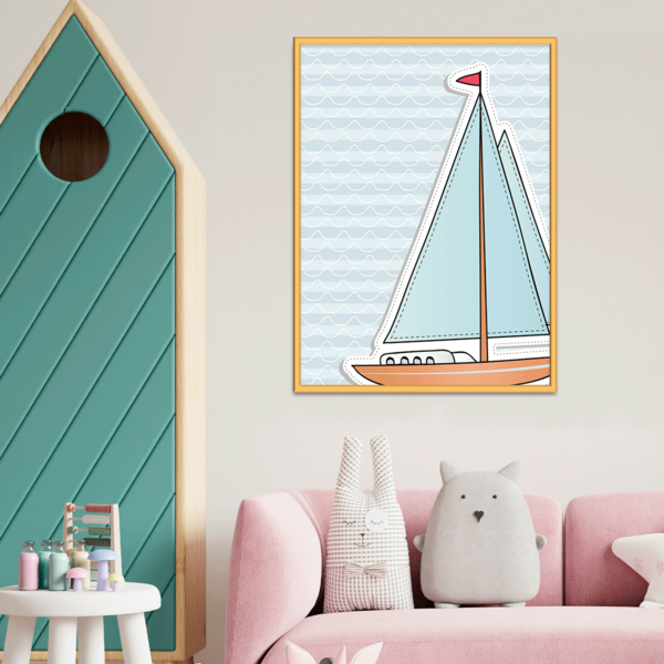 Plaquinha Decorativa Adesivada Infantil Barco A Vela