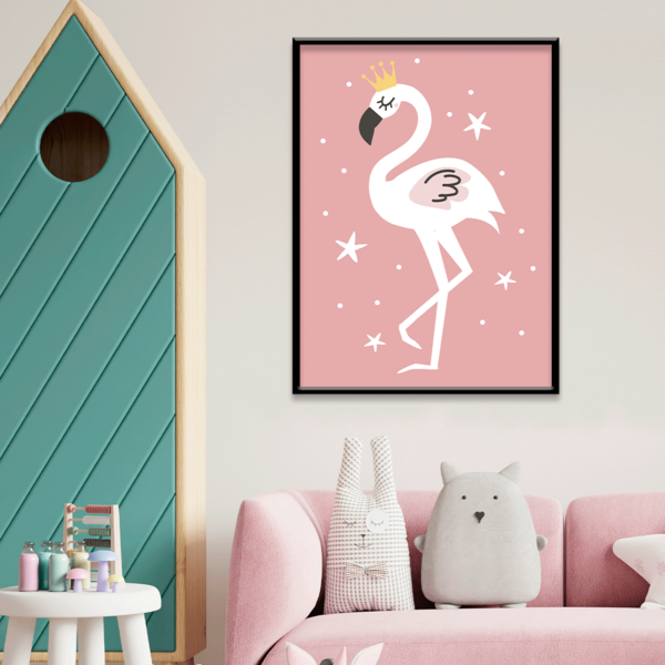 Plaquinha Decorativa Adesivada Infantil Flamingo