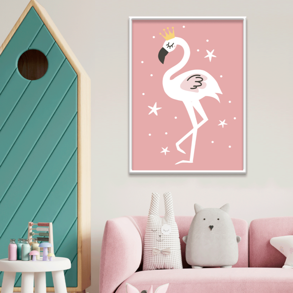 Plaquinha Decorativa Adesivada Infantil Flamingo