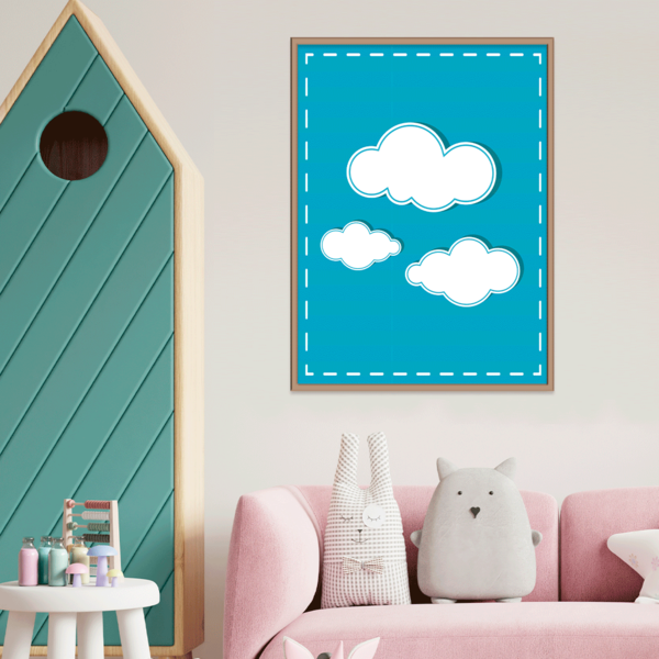 Plaquinha Decorativa Adesivada Infantil Nuvens