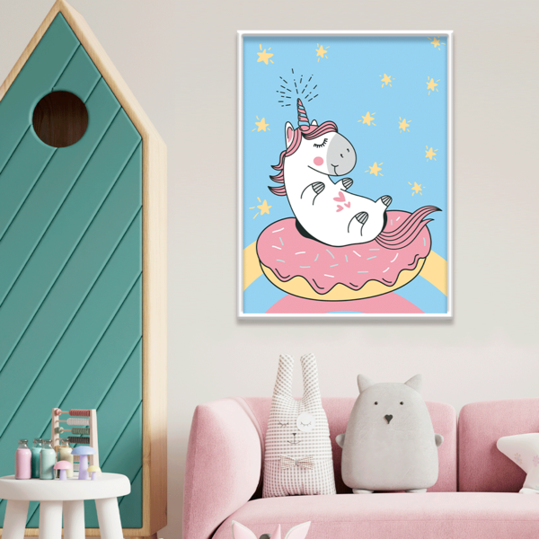 Plaquinha Decorativa Adesivada Infantil Unicorn Cute