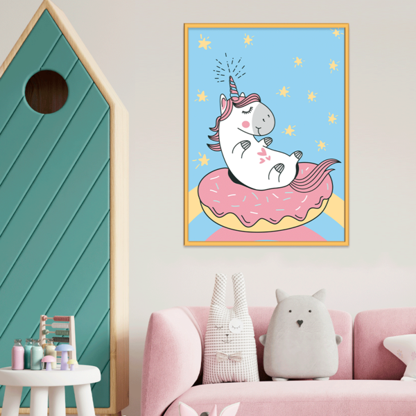 Plaquinha Decorativa Adesivada Infantil Unicorn Cute