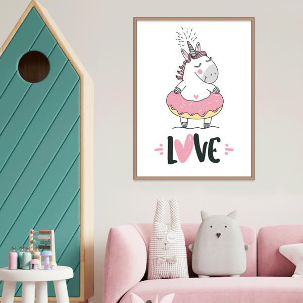 Plaquinha Decorativa Adesivada Infantil Unicorn Love