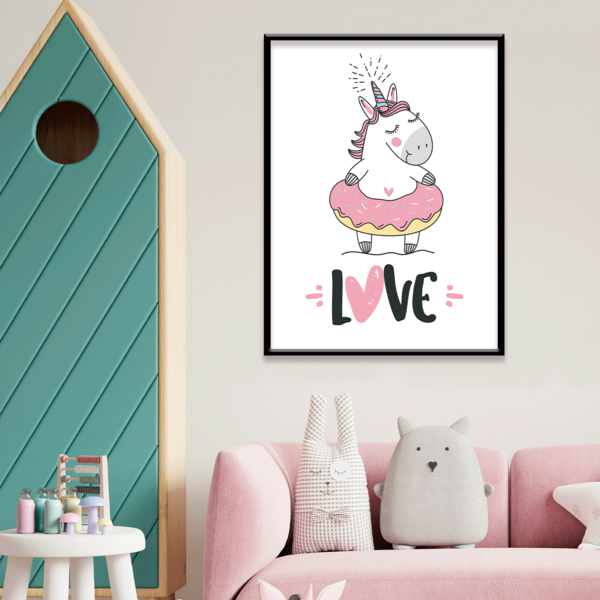 Plaquinha Decorativa Adesivada Infantil Unicorn Love