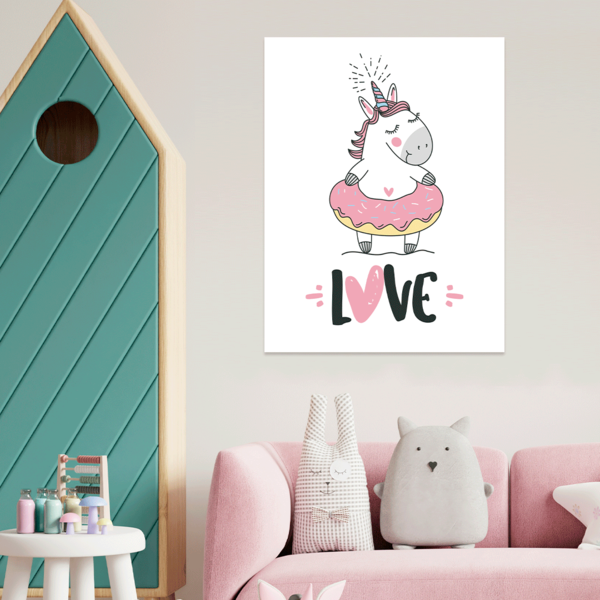 Plaquinha Decorativa Adesivada Infantil Unicorn Love