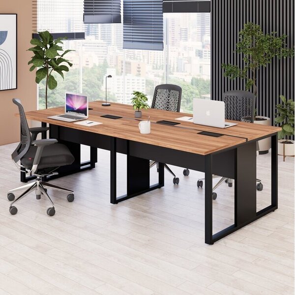 Plataforma Estação De Trabalho 4 Lugares 240cmx120cm Pé Quadr