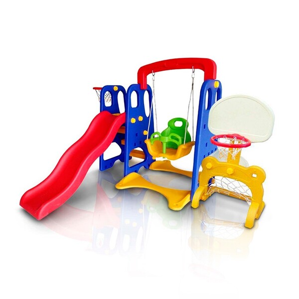 Playground Infantil 5 Em 1 Escorregador Balanço Cesta Basquet