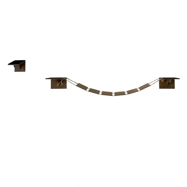 Playground Para Gatos Com 1 Casinha 1 Ponte 3 Degraus Mdf