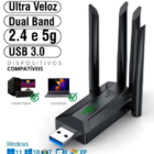 Plug Adaptador 4 Antenas Sem Fio Wifi Dual Band 1200 Mbps
