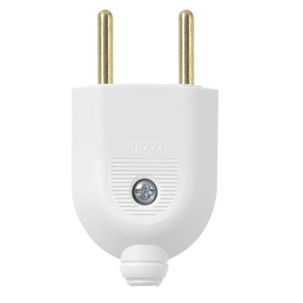 Plug Pezzi Extensão Elétrica Branco - Macho 2 Pinos 4mm 10a