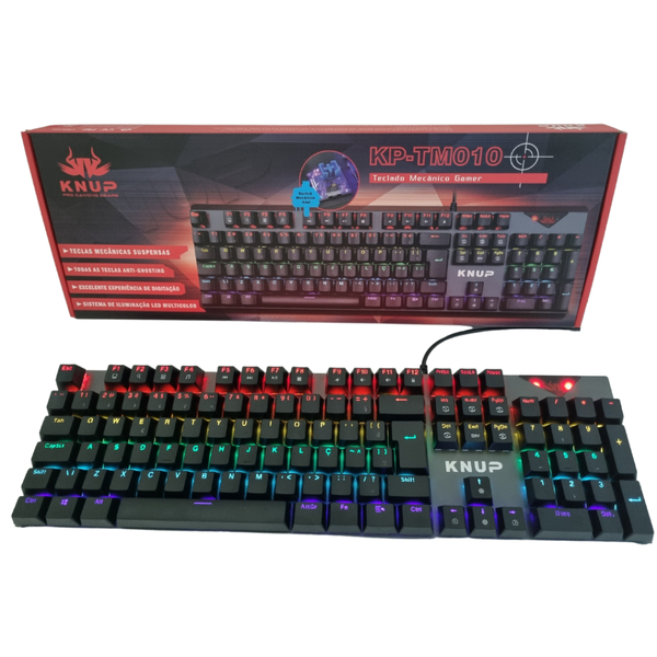 Plug Teclado Gamer Knup TM010 Rgb Semi Mecanico Preto