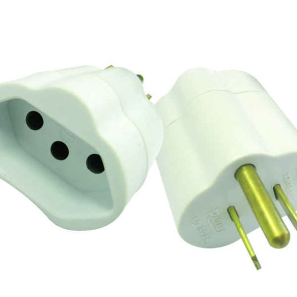 Plugue Adaptador Reverso Branco 15a Maciços Radial 1501.129