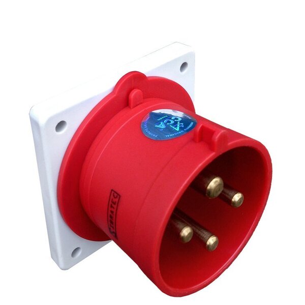 Plugue De Embutir Industrial 380vca Vermelho 16a 6h 3p+t