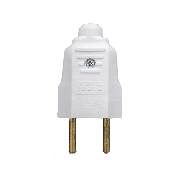 Plugue Gigante Macho 2P Bivolt 10A Branco Dicompel
