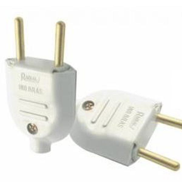 Plugue Macho Branco 10a 2 Pinos Maciços Radial 1501.136