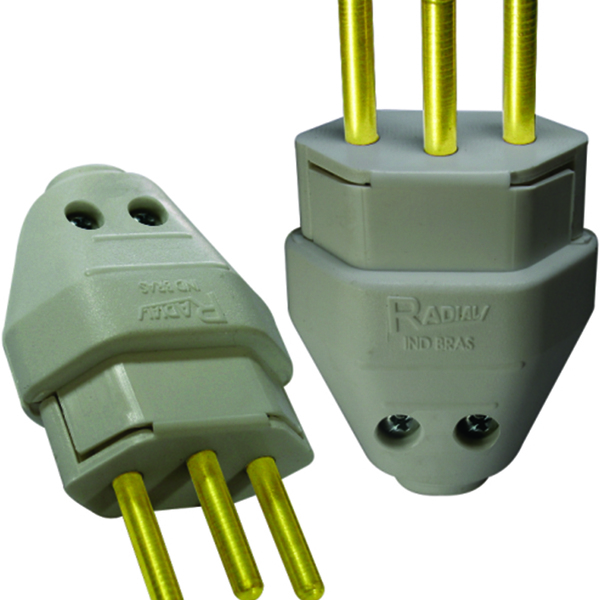 Plugue Macho Cinza 10a 2p+t Maciço Radial 1501.120