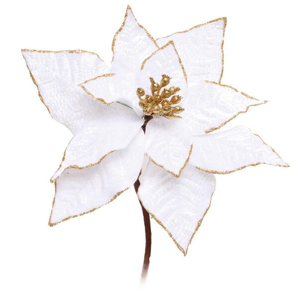 Poinsetia De Natal Branco/ouro 1un 20x20x20cm 1922685