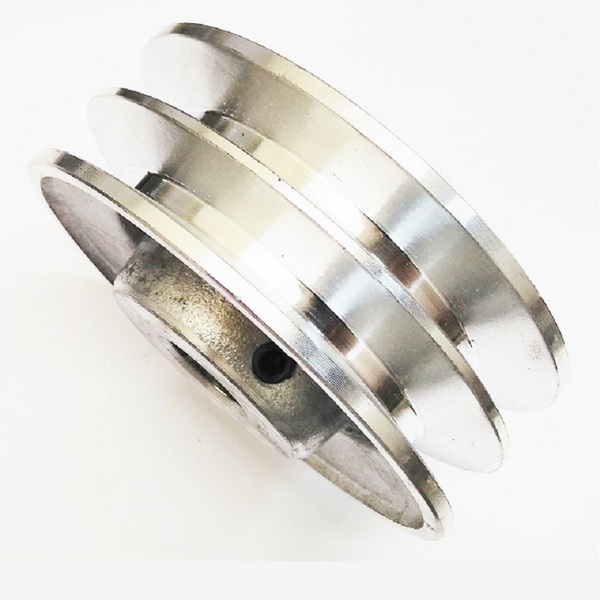 Polia Alumínio 2 Canais Perfil A 100mm Com Furo 3/4"