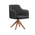 Poltrona 020 Messina Em Couro E Base Giratória Madeira