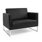 Poltrona 02 Lugares Maia Corano Preto C-05 Base De Alumínio -