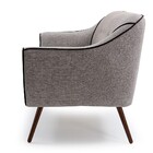 Poltrona 02 Lugares Mily Linho Cinza B-416 Pés Palito De Made