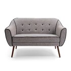 Poltrona 02 Lugares Mily Linho Cinza B-416 Pés Palito De Made