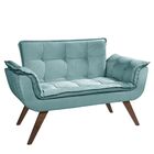 Poltrona 2 Lugares Opalla D Salla Suede Base Palito Cinza