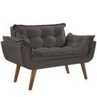 Poltrona 2 Lugares Opalla D Salla Suede Base Palito Cinza