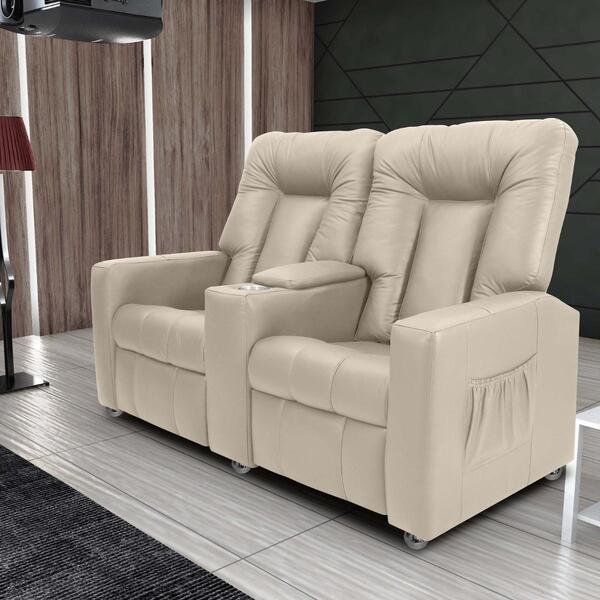 Poltrona 2 Lugares Reclinável Lara Sintetico Bege