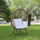 Poltrona de Aço e Rattan Sintético sem Braço Salto Bege Plicosa